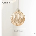 Bola de Navidad champán 8cm con rejilla de purpurina dorada y lentejuelas - Estilo Rejilla de Rombos con Cuentas (AQSL36-3) / 8cm / Champán