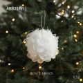 White mesh petal Christmas ball ornament hanging on tree with warm lights, 8cm - 8CM White Mesh Petal Ball Style F (ABB231-1)