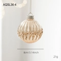 Bola de Navidad oro champán 8cm con tira de purpurina y textura acanalada - Estilo Nervado Vertical Decoración Piedra (AQSL36-4) / 8cm / Champán