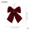 Dark red velvet Christmas bow hanging ornament with rich texture and brown string - Large Wine Red Bow