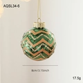 8cm dark green Christmas ball with gold glitter zigzag pattern and silver hanging cap - Glitter Zigzag Wave Style (AQSL34-6)