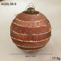 8cm bronzene Weihnachtskugel mit vertikaler Textur und goldener Glitzerspirale - Spiral Glitzer Streifen (AQSL38-9)