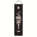 Vertical gothic sun skull tapestry with snake and moon patterns and black tassels - 32.5x130cm / Black Gothic Style (款式-1)