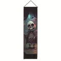 Skelett-Magier-Wandteppich mit lila Gewand und Quasten für Wohnzimmer-Dekoration - 32.5x130cm / Schädelzauberer