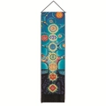Detailed view of Tree of Life tapestry with seven Chakra symbols and black fringe - 32.5x130cm / Blue Tree of Life (Style-3)