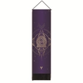 Detailed view of purple tapestry with golden geometric totems and black tassels - 32.5x130cm / Purple Occultism Destiny (Style-5)