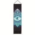 Ethnic mystic evil eye wall tapestry with mandala star sky and black tassels - Teal Evil Eye Mandala Style (Style-1) / 32.5x130cm