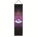 Detail of bohemian eye tapestry with purple mandala lotus and black tassels - Purple Eye Lotus Style (Style-2) / 32.5x130cm