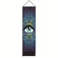 Detail of bohemian mandala eye wall tapestry with deep purple patterns and black tassels - Blue Black Mandala Eye (Style-4) / 32.5x130cm
