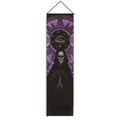 Verticale gotische wandtapijt met schedel, gebedsbeenderen en paars mystiek oog - Biddende Schedel Stijl / 32.5x130cm