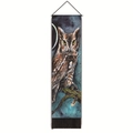 Close-up of owl tapestry with circuit board tree and decorative black fringe details - 32.5x130cm / Sci-fi Circuit Owl Style (款式-2)