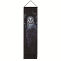 Detailed close-up of owl tapestry with dark starry background and black fringe - 32.5x130cm / Dark Starry Sky Barn Owl Style (Style 5)