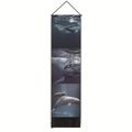 Tapiz de pared nórdico con fotos de ballenas bajo el agua y borlas negras decorativas - Fotografía Submarina de Ballena en Tres Secciones (Estilo-2) / 32.5x130cm
