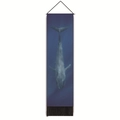 Detalle de tapiz de ballena con motivo de océano azul profundo y flecos negros abajo - Vista Superior de Ballena Azul Profundo (Estilo-3) / 32.5x130cm