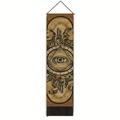 Mystical tapestry with all-seeing eye and zodiac signs on canvas with black tassels - 32.5x130cm / Style 5 (Vintage/Zodiac)
