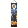 Detail of Halloween party wall hanging with festive cartoon illustrations and black tassels - 32.5x130cm / Style-4 (Grim Reaper)