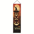 Dettaglio del banner di Halloween con zucche impilate e nappe nere decorative - 32.5x130 / Motivo Cappello da Mago con Teste di Zucca Impilate (Stile-4)