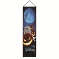 Arazzo da parete con zucca di Halloween con nappe e decoro Happy Halloween - Motivo di Zucca e Tomba in Scena Notturna di Halloween (Stile-6)