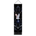 Vertical lunar eclipse tapestry with colorful owl, stars and black hanging tassels - 32.5x130cm / Owl with Lantern (款式-2)