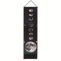 Detail view of Lunar Eclipse phases wall tapestry with hanging rod and bottom tassels - 32.5x130cm / Vertical Moon Cycle (款式-4)