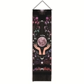 Détail d'une tapisserie mystique avec phases de lune, motif main et franges noires - 32.5x130cm / Mains tenant la lune (Style-5)