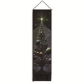 Vertikaler Weltraum-Weihnachtswandteppich mit Galaxien-Baum, Aufhängestange und Quasten - Sternenhimmel Galaxie Weihnachtsbaum (Stil-1) / 32.5x130cm