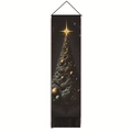 Details der Weltraum-Weihnachtswandteppich mit kosmischem Baumdesign und Fransen - Surrealer Galaxie Weihnachtsbaum (Stil-2) / 32.5x130cm