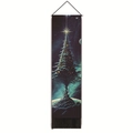 Vertikaler Weltraum-Weihnachtsbaum-Wandteppich mit leuchtendem Planeten und Quasten - Sci-Fi Sternenhimmel Berg Baum (Stil-3) / 32.5x130cm