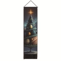 Detailansicht des Galaxie-Weihnachtsbaums Wandbehangs mit kosmischen Planeten und Fransen - Kreative Nebel Planet Weihnachtsbaum (Stil-4) / 32.5x130cm