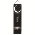 Tapisserie gothique crâne sur balançoire de lune avec étoiles et franges noires - Style Balançoire Lune Crâne-1 / 32.5x130cm