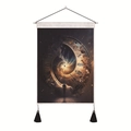Arazzo nordico cielo stellato con orologi molli, asta in legno e nappe eleganti - 35x50cm / Orologio Nebulosa a Spirale (Style-1)