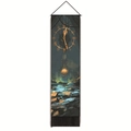 Starry clock art tapestry with golden dial and black tassels for wall decoration - 32.5x130cm / Gold Clock Art (Style-1)