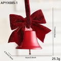 Red Christmas velvet bow ornament with gold glitter and red bell for tree decoration - Red Single Bell (APYX685-1)