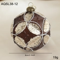 Braune 8cm Weihnachtskugel mit goldenem Glitzer-Blumenmuster und Aufhängevorrichtung - Pailletten Blumenblatt (AQSL38-12)