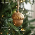 Golden acorn Christmas tree ornament with rustic hemp rope and detailed texture - Golden Acorn