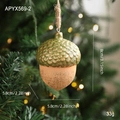 Christmas tree hanging acorn ornament in matte light brown with golden scale texture - Green Acorn