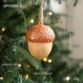 Adorno de bellota navideña de madera en naranja y beige con dimensiones para decoración - Bellota Naranja
