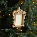 Golden baroque oval mini frame Christmas tree hanging ornament measuring 10.8cm in height - Rectangular Photo Frame Pendant