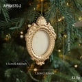 Vintage golden oval photo frame ornament with embossed baroque patterns on Christmas tree - Oval Photo Frame Pendant