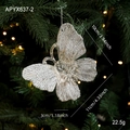 Sparkly silver butterfly Christmas ornament with glitter finish, 11x10cm acrylic pendant - Silver Butterfly