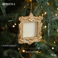 Golden baroque mini photo frame ornament for Christmas tree decoration with hanging cord - Square Photo Frame Pendant