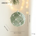 Bola de Navidad verde claro con purpurina y perlas blancas de imitación de 8cm - 8CM Bola de Navidad Modelo A-Rejilla Perla (ABB239-1)