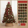 Sapin de Noël luxueux bordeaux de 1,2m avec lumières LED et 58 ornements décoratifs - Kit Sapin 1,2m Rouge Vin Champagne (Avec Lumières + Clôture)