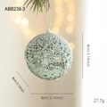Bola de Navidad verde claro de 8 cm con cuentas de purpurina y acabado brillante - 8CM Bola de Navidad Modelo C-Cuentas (ABB239-3)