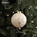 8cm crème stoffen kerstbal ornament met gouden sneeuwvlokken en ophangkoordje - 8cm Beige Sneeuwvlok Stijl (AQPM43-3)