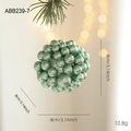 Sparkling green glitter Christmas ball ornament, 8cm diameter, hanging on a pine branch - 8CM Christmas Ball Model G-Frosted Glitter (ABB239-7)