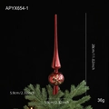 Puntale per albero di Natale rosso lucido 28cm con fiocco di neve dorato e forma a lancia - Rosso