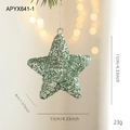Green glitter star-shaped Christmas ornament with hanging loop, 11cm holiday decoration - Star Shape (APYX641-1)