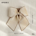 Grande fiocco di Natale in velluto champagne con bordi dorati per decorazione - Grande (35x30cm) / Beige