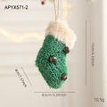 Mini calza di Natale in peluche verde con campanelli e gancio in corda, altezza 11 cm - Calza di Peluche Verde